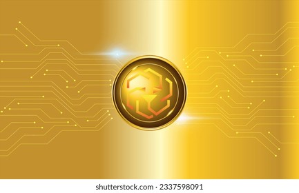 UNUS SED Leo (LEO)  Crypto Technology  logo with circuit lines vector background design. UNUS SED LEO  Coin technology Token  currency vector illustration blockchain technology concept