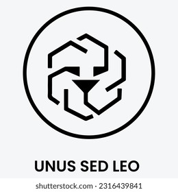 símbolo de pago del icono unus sed leo. Logo de Cryptocurrency. Vector simple. Nombre, símbolo y nombre de bitcoin de las criptomonedas. logotipo de la moneda. Emblema negro aislado en blanco. Concepto de comercio electrónico de criptodivisa