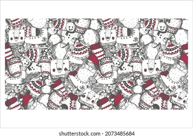 unusaly seamless patern background hand drawn new year with christmas elements