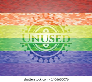 Unused on mosaic background with the colors of the LGBT flag