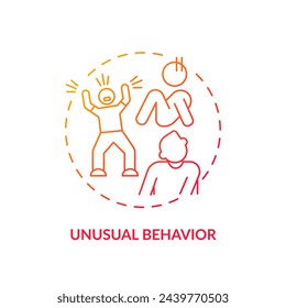 Unusual, abnormal behaviour red gradient concept icon. Social issues. Round shape line illustration. Abstract idea. Graphic design. Easy to use in infographic, presentation, brochure, booklet