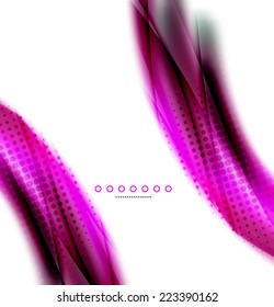 Unusual abstract background - blurred wave on white, shiny template with dot texture