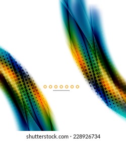 Fondo abstracto inusual - onda borrosa sobre una plantilla brillante y blanca con textura de punto