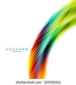 Unusual abstract background - blurred wave on white, shiny template with dot texture