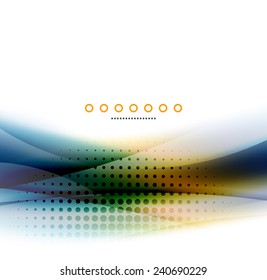 Fondo abstracto inusual - onda borrosa sobre una plantilla brillante y blanca con textura de punto