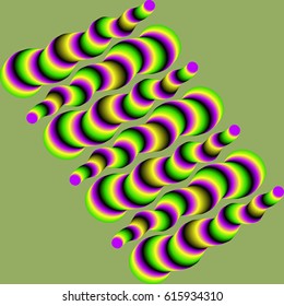 Unusual abstract background. Optical illusion of the movement