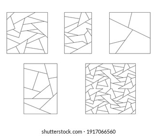 Unusual Abstract Blank Jigsaw Puzzles set. Simple line art style for printing and web. Geometric triangle style. Stock vector linear illustration