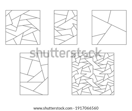 Unusual Abstract Blank Jigsaw Puzzles set. Simple line art style for printing and web. Geometric triangle style. Stock vector linear illustration