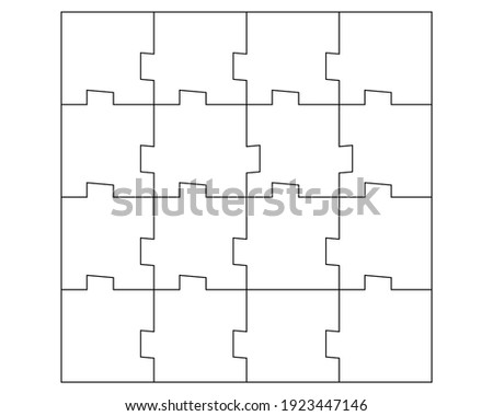 Unusual Abstract Blank Rectangle Jigsaw Puzzle with 16 pieces. Simple line art style for printing and web. Geometric triangle style. Stock vector illustration isolated