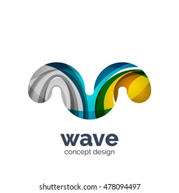 Unusual abstract business vector logo template - wave