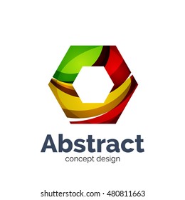 Plantilla de logotipo de vector de negocio abstracto inusual - hexágono