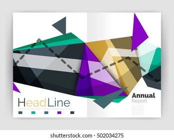 Unusual abstract corporate business brochure template. Vector triangle pattern