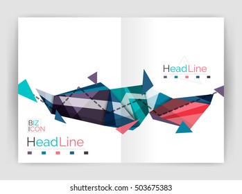 Unusual abstract corporate business brochure template. Vector triangle pattern