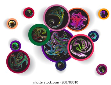 Unusual abstract ornament, buttons with color patterns
