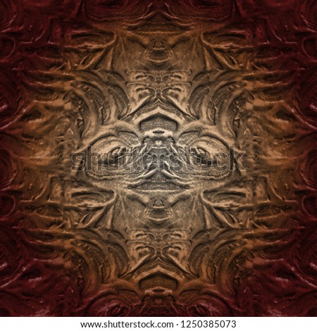 Unusual Abstract  pattern. Pattern peculiar abstract vector illustration on brown background.  Trendy creative collage. Unusual artwork. Modern abstract design.