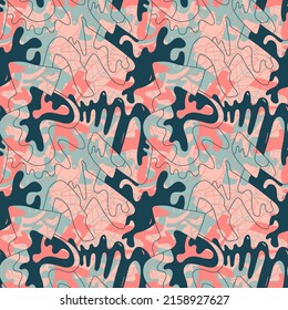 Unusual abstract seamless artwork with wave hand drawn pattern