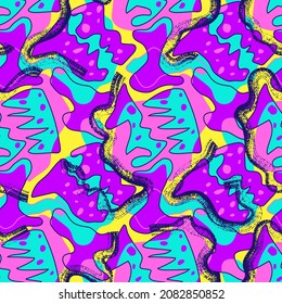 Unusual abstract seamless pattern with hand drawn wave shapes