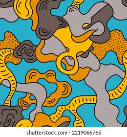 unusual abstract seamless pattern with hand drawn wave elements