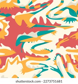 Unusual abstract urban seamless pattern with colorful wave elements