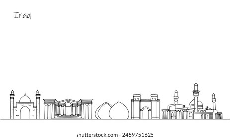 Unusual architectural structures that are located in Iraq. The beauty of the streets of the Arab state. Isolated vector on the theme of tourism and travel.