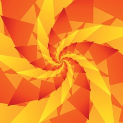Unusual Beautiful Abstract Square Pattern In The Form Of A Spiral Consisting Of Gradient Red, Orange, Yellow Sharp Triangles Of Different Sizes