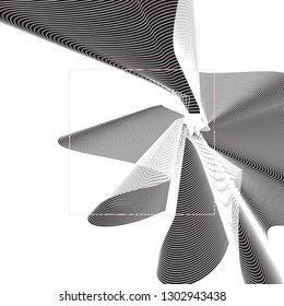 Unusual black white shape with pink frame. Geometric abstraction. Template for posters, banners, flyers