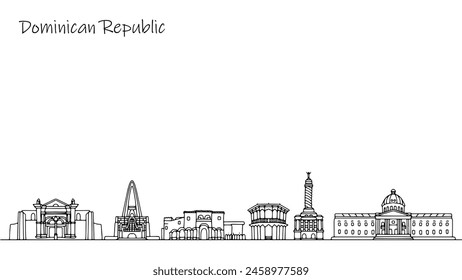 Unusual buildings and structures that can be seen on the streets of the Dominican Republic. Vector illustration for tourism use.