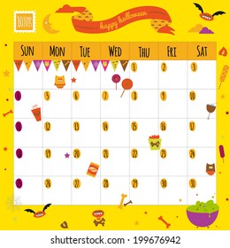 Unusual calendar for 2015 with cartoon and funny animals and kids with place text. Vector illustration in cute style. Can be used like happy birthday cards. Good organizer and schedule.