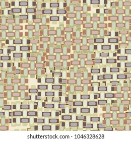 Unusual camouflage made of woven square shapes arranged randomly. Suitable for clothes, things and backgrounds. Fashionable style.