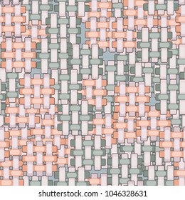 Unusual camouflage made of woven square shapes arranged randomly. Suitable for clothes, things and backgrounds. Fashionable style.
