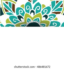 Unusual card template with flower mandala. Perfect for invitation, certificate, prints.