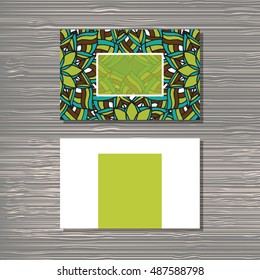 Unusual card template with flower mandala. Perfect for invitation, certificate, prints.
