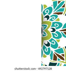 Unusual card template with flower mandala. Perfect for invitation, certificate, prints.