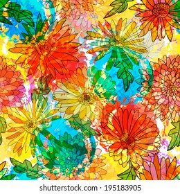 unusual colorful abstract pattern with flowers