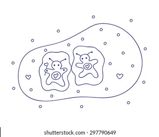 unusual cosmic couple, loving each other. vector illustration