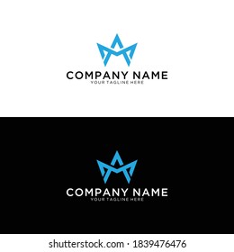 Ungewöhnliche kreative, moderne und stilvolle Modemarken schwarz-goldene Farbe AM MA A M Logo auf der Basis des Originals.