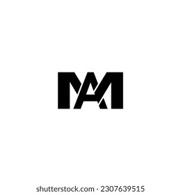Inusual creativo moderno y elegante moda de marca conectada color negro y dorado AM MA A M inicial. Letra M AM MA Monograma Diseño Icono mínimo con color negro