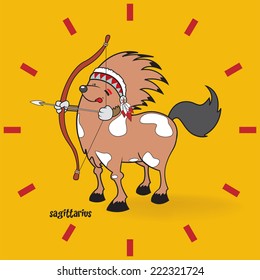 unusual cute looking Sagittarius zodiac sign,vector illustration/funny zodiac signs/Sagittarius clock pattern