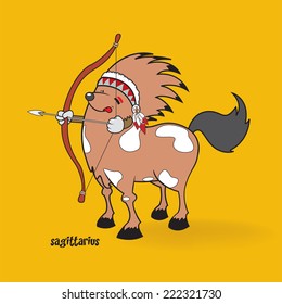 unusual cute looking Sagittarius zodiac sign,vector illustration/funny zodiac signs/Sagittarius