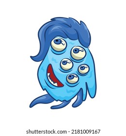 Unusual cute monster. Fictional quirky character.
