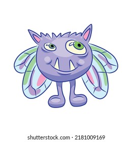 Unusual cute monster. Fictional quirky character.