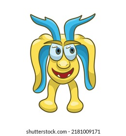 Unusual cute monster. Fictional quirky character.