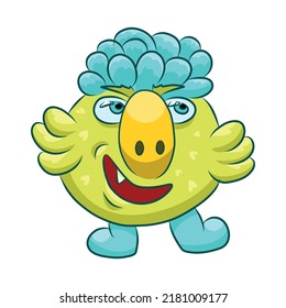 Unusual cute monster. Fictional quirky character.