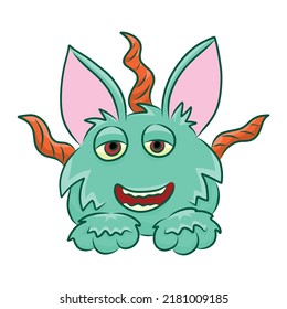 Unusual cute monster. Fictional quirky character.