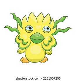 Unusual cute monster. Fictional quirky character.