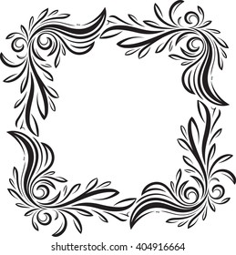 Unusual, decorative lace ornament, vintage frame with square empty place for your text. Vector illustration greeting, vintage 