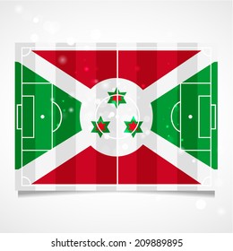 Unusual design of a football field. Championship. Flat. Standard. Used as card, greeting, printed materials. Vector. Icon. Image. Picture. National. Independence Day.    Flag of Burundi