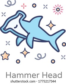 The unusual and distinctive structure of sharks heads, hammerhead vector 