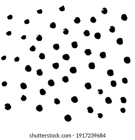 Unusual Dot Pattern. Sketchy hand-drawn graphic print. Black and white dotted background. Hand-painted ornament. Vector points that overlap design elements. Wallpaper, furniture fabric, textiles. blac