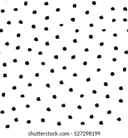 Unusual Dots Seamless Pattern. Sketchy Hand Drawn graphic print. Black and white dotted background. Grungy painted ornament. Vector brush strokes design elements. Wallpaper, furniture fabric, textile.